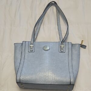 Anne Klein Light Blue Croc-Embossed Tote